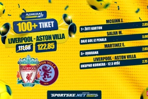 AdmiralBet 100+ tiket - Liverpul čeka Aston Vilu, a vas kvota 122,88!